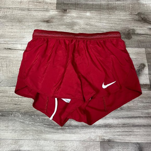 Nike Shorts Nike Athletic Mid Rise Loose Running Shorts Red Lined